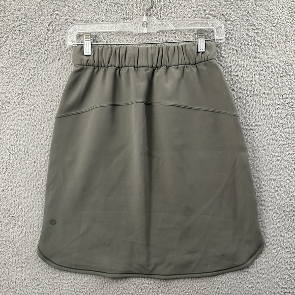 Lululemon On The Fly‎ Skirt Woven Grey Sage Green Travel Business Casual Women 4 - Picture 2 of 7